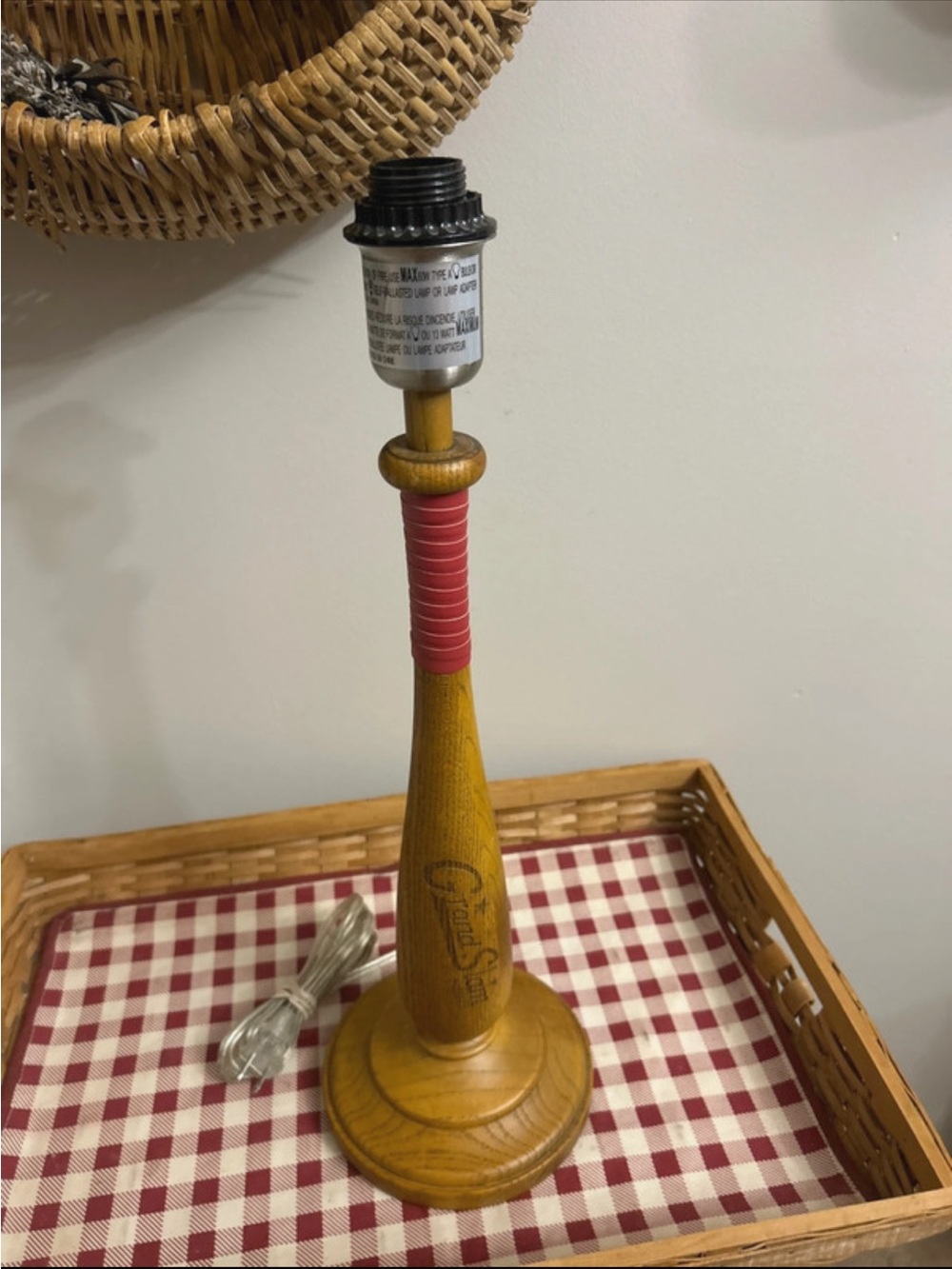 Pottery Barn Kids Grand Slam Wooden Bat Table Lamp Base Real Oak